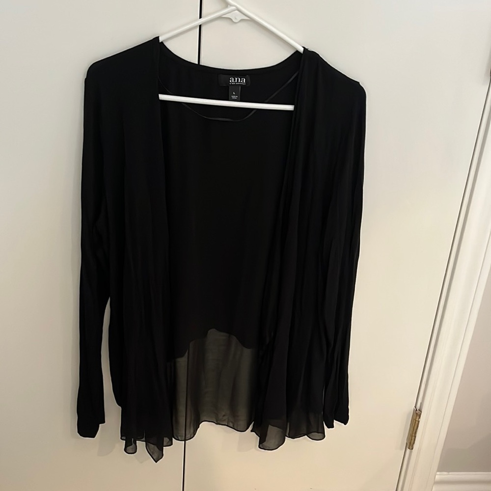Black Cardigan- Sheer Bottom | Size L | A.N.A.